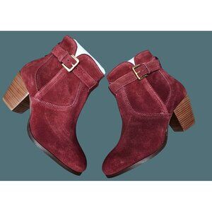 2/$35- Stitch Fix Diba Sleek Suede Bootie Burgundy Size 6.5 Leather Upper